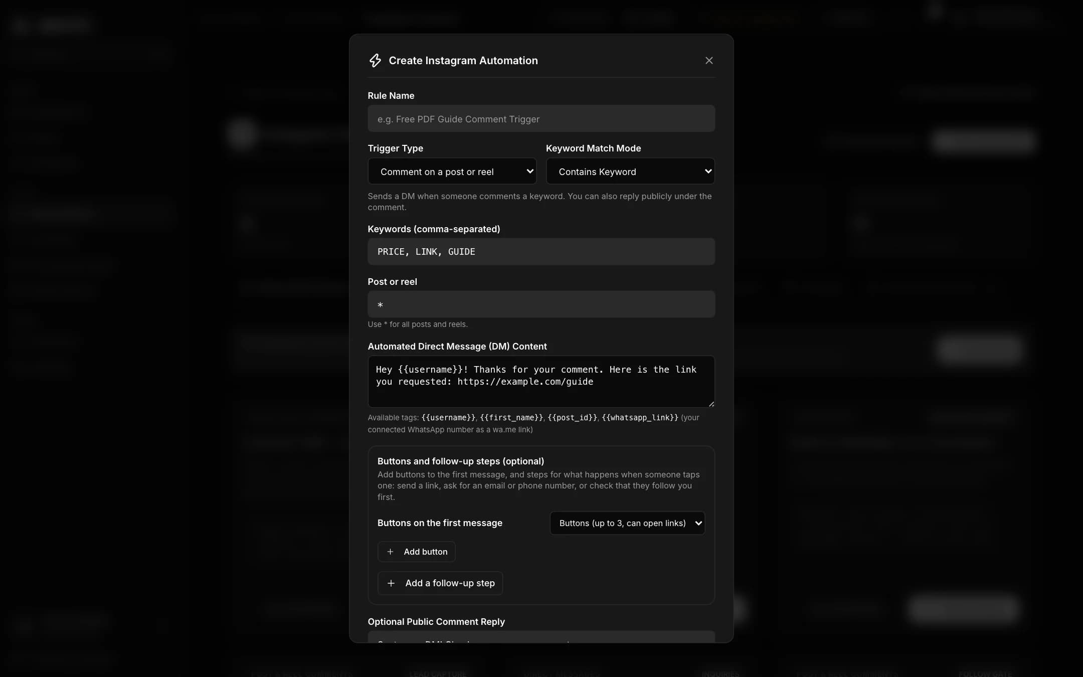 Creating an Instagram automation in Zenvlo Engage