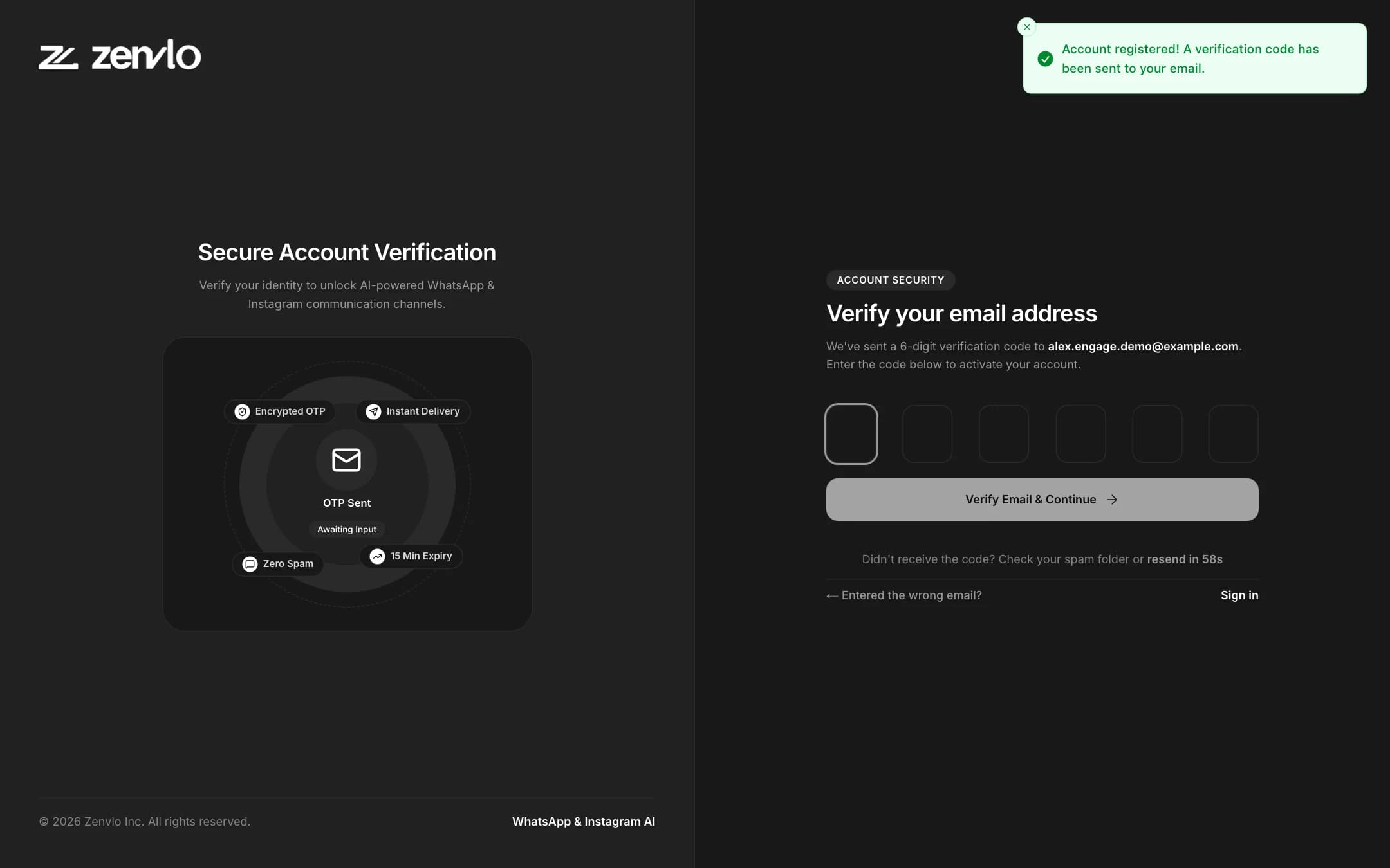 Entering the 6-digit verification code