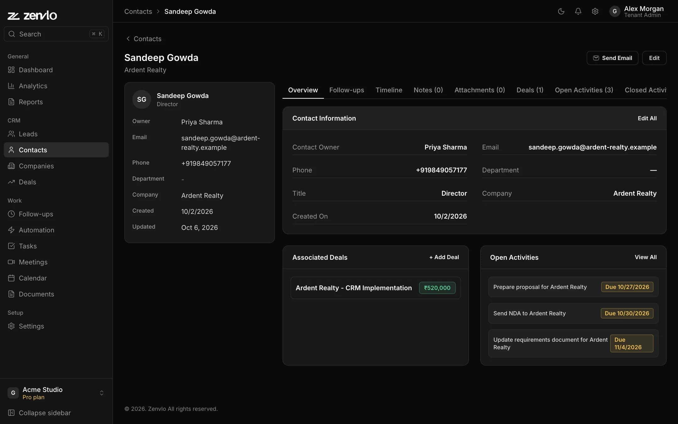 A contact page