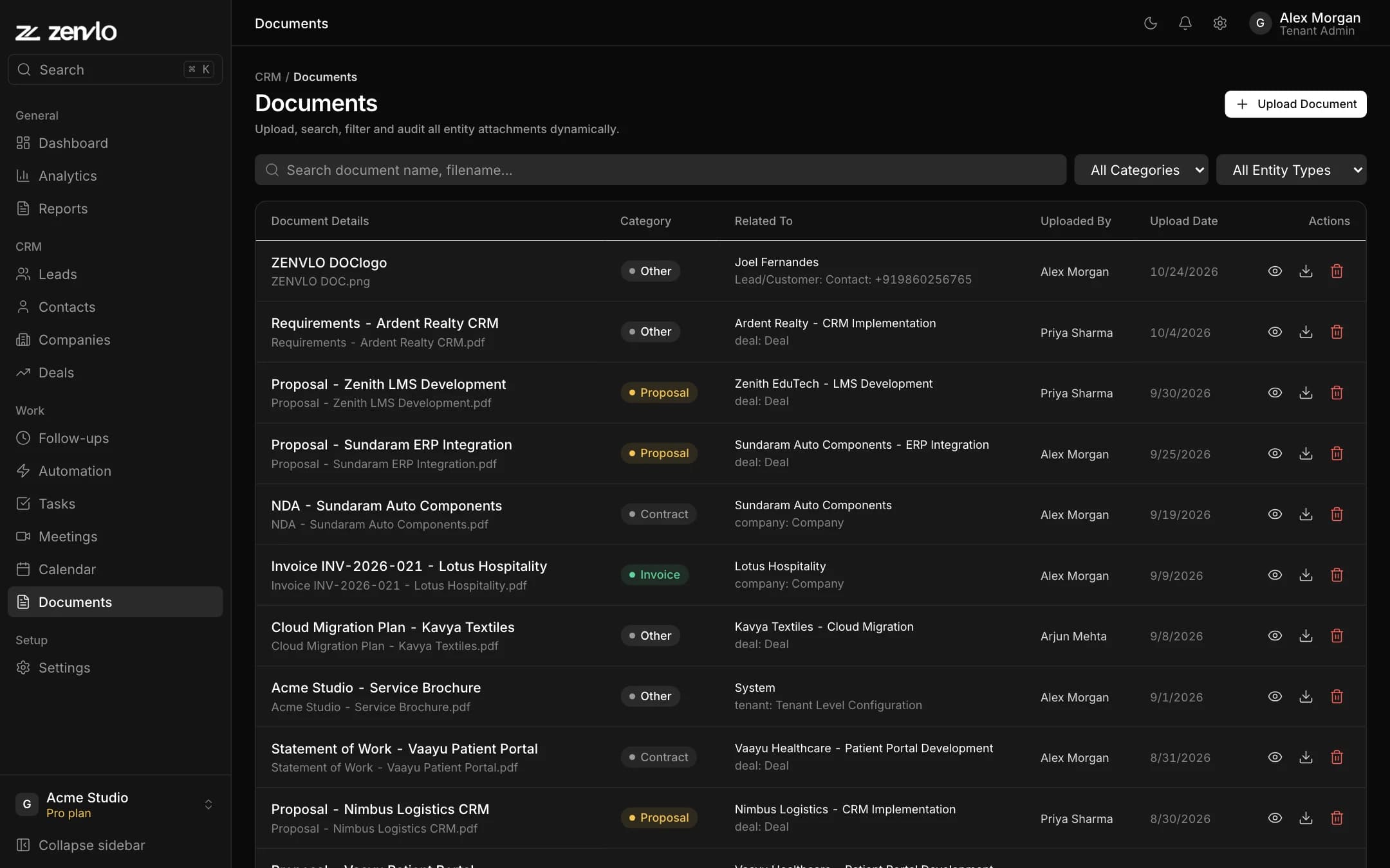 The Documents page