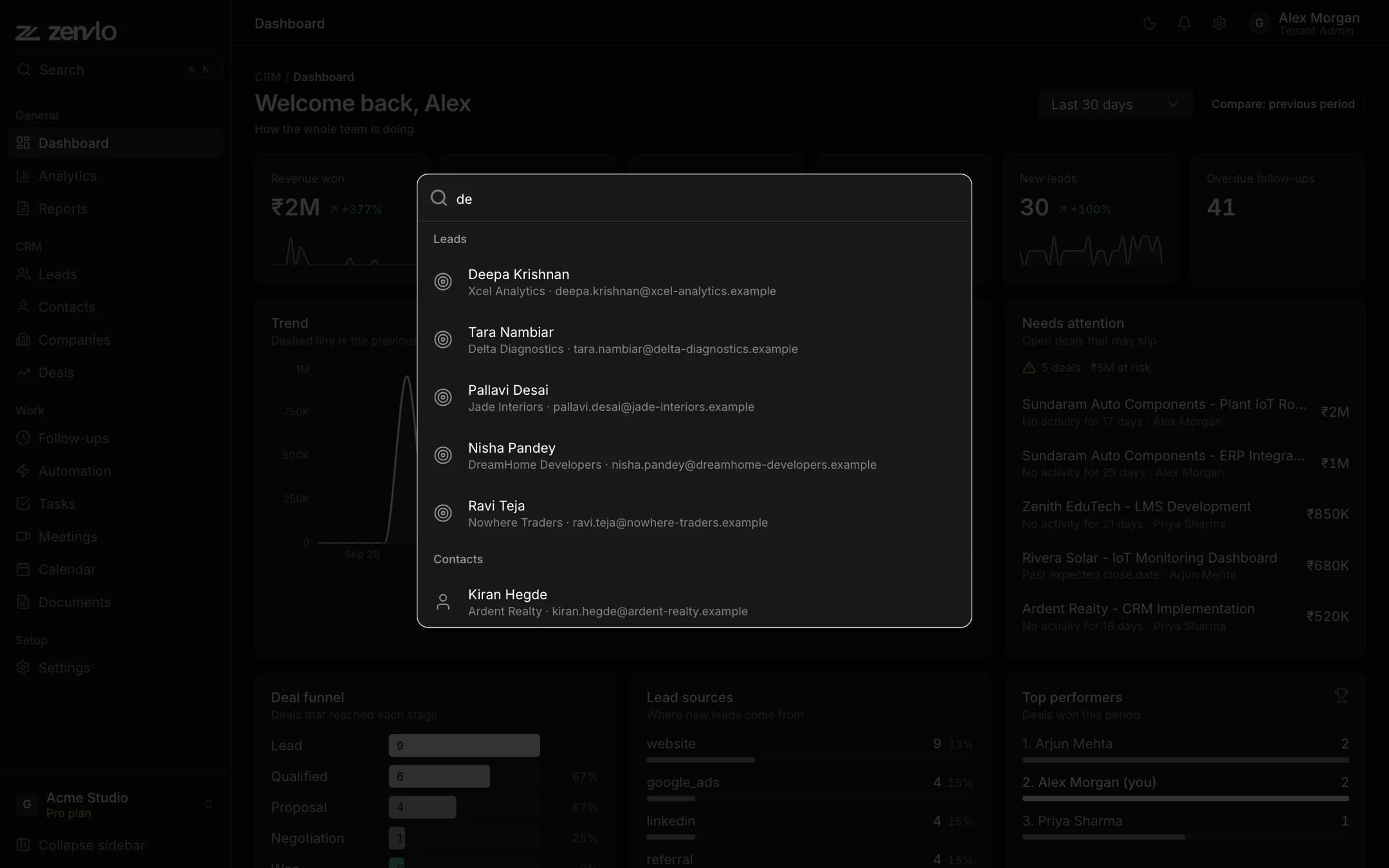 The search palette