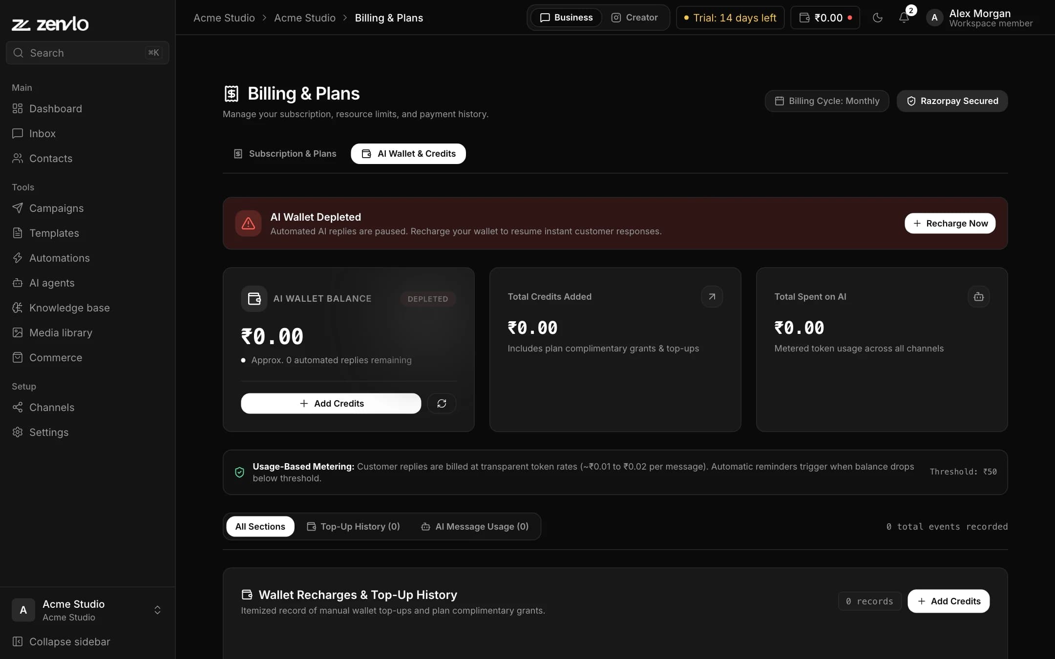 The AI Wallet tab