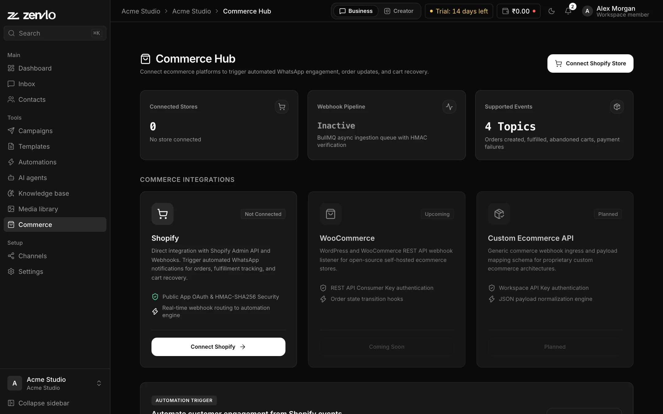Zenvlo Engage commerce hub